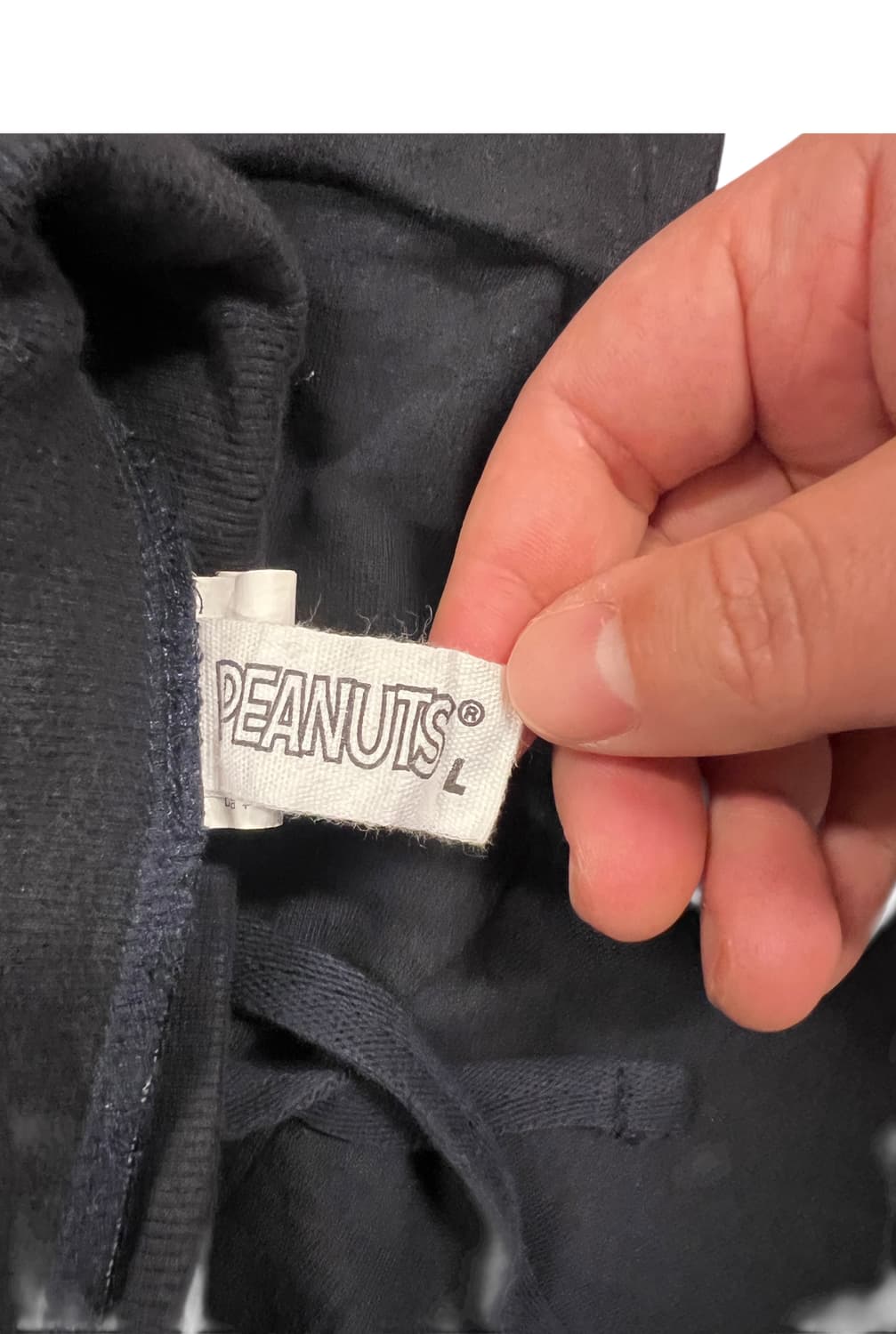 P051 PEANUTS 캐릭터 자수 포인트 검정 반바지 L 상품이미지3