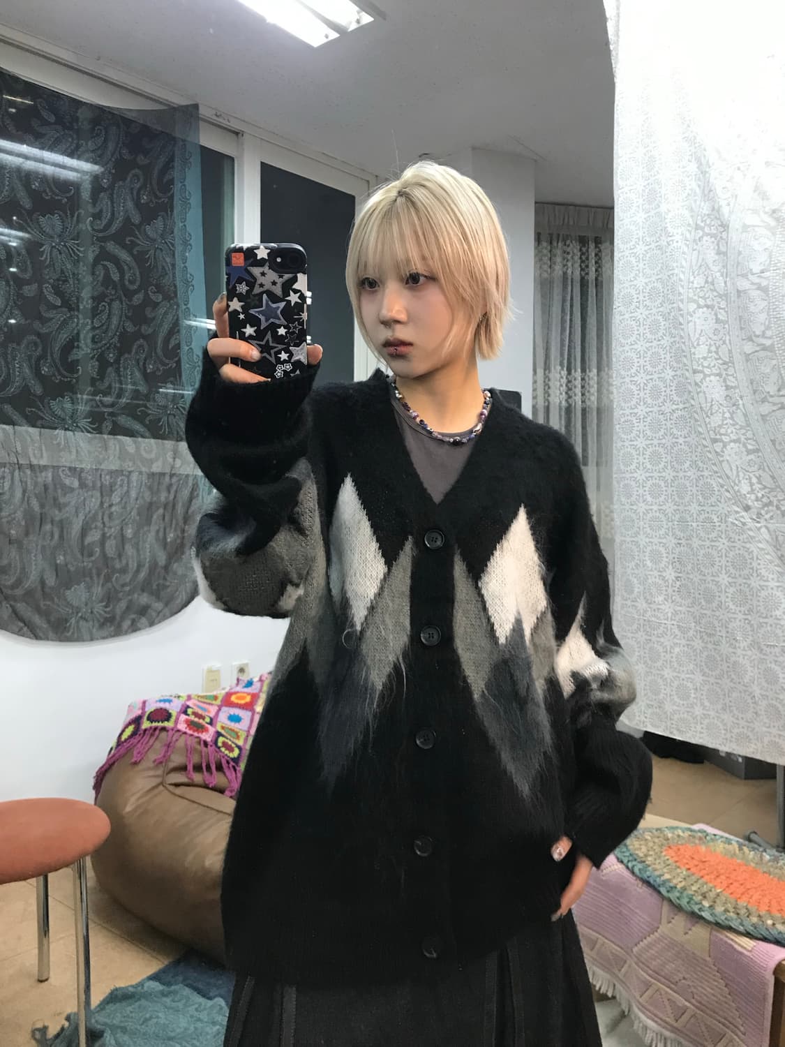 RAW STUDIO 아가일 울 니트 가디건  상품이미지2