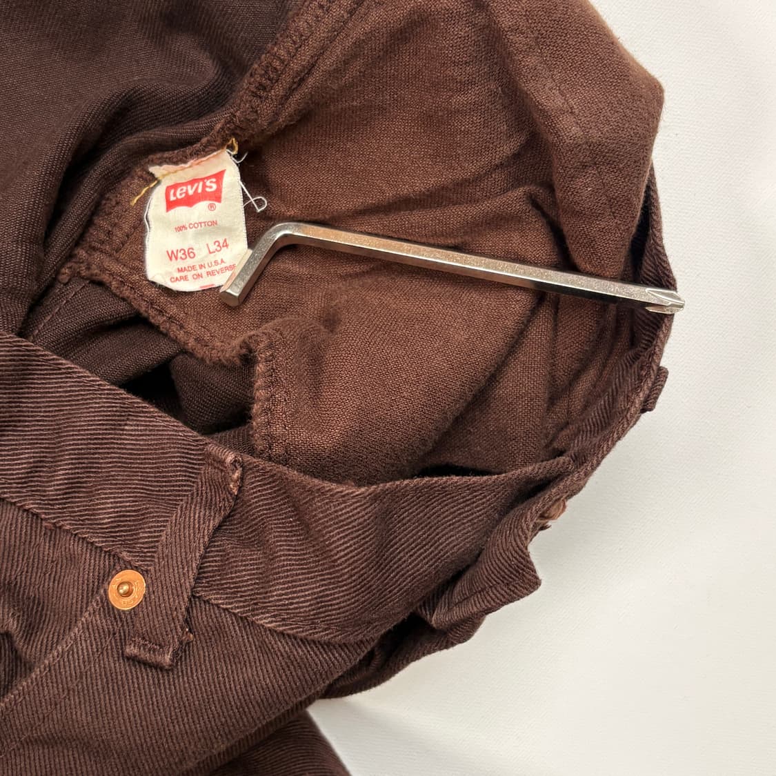 [36x34] 90s USA Levi’s 501 brown pants 상품이미지9