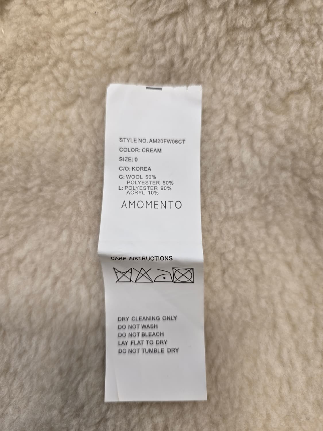 아모멘토 AMOMENTO 리버시블 시어링 코트 크림 프리사이즈 상품이미지9