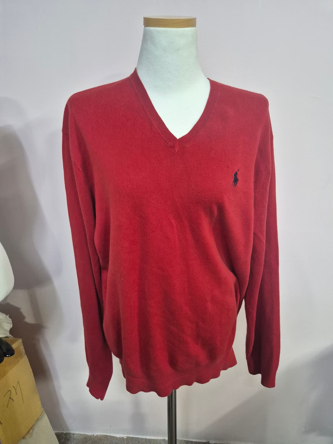 폴로 랄프로렌 레드 V넥 니트 상품이미지1