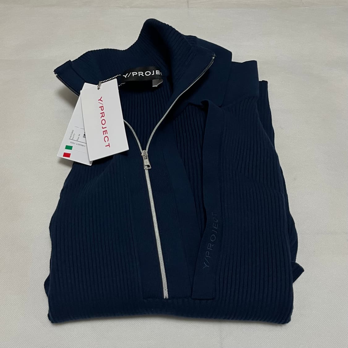 [M]와이프로젝트 Y/Project 컷트 롱 슬리브리스 니트 탑/네이비 상품이미지5