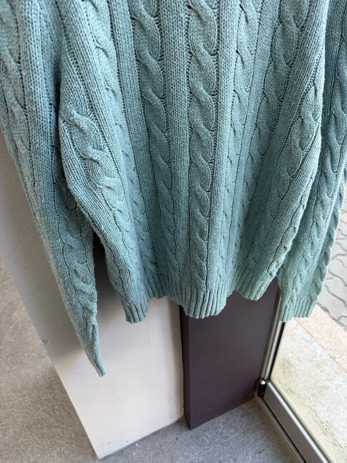 XL/ 폴로랄프로렌 실크100% 숄카라 케이블 니트 상품이미지7