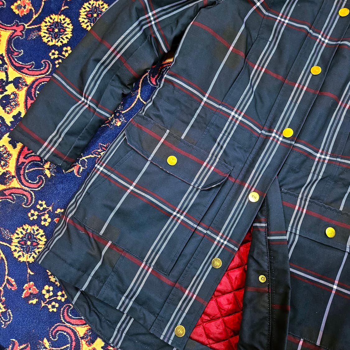 타미힐피거 네이비 타탄체크 후드 패딩 점퍼 XS size 상품이미지2