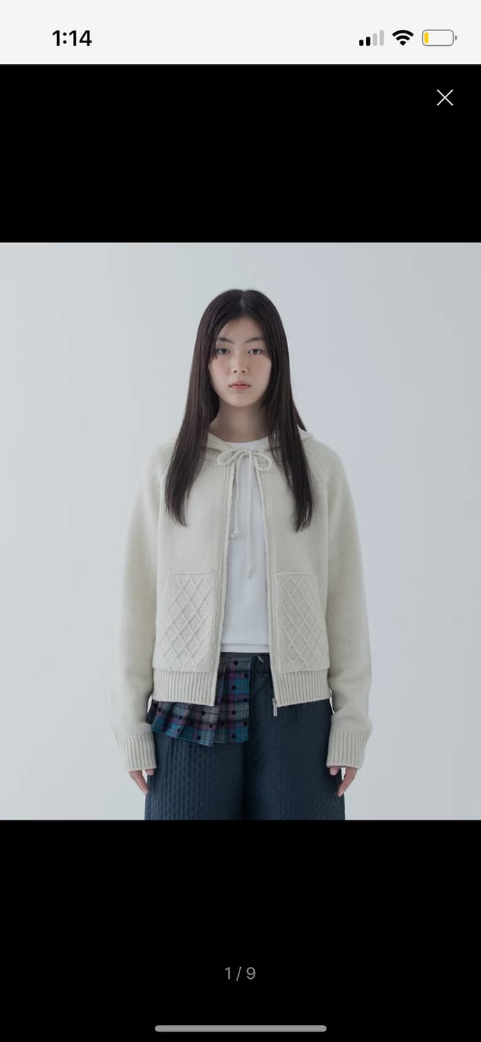 오헤시오 케이블 니트 후드집업 cable knit hooded zipup 상품이미지1