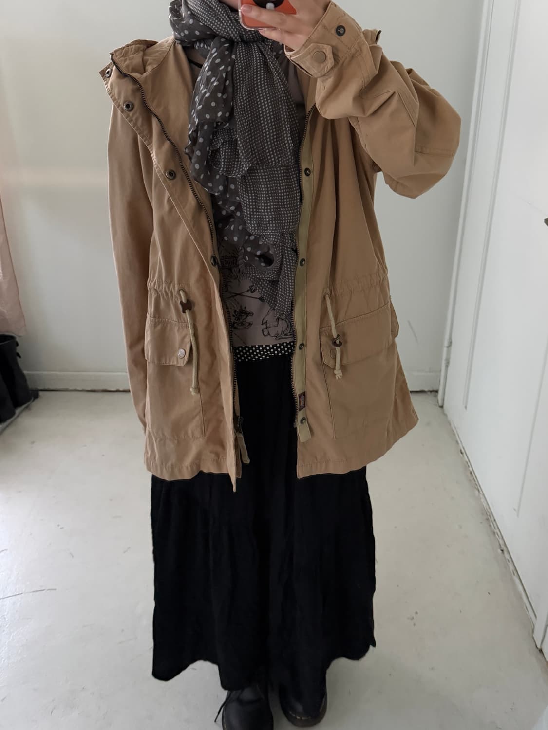 일본빈티지 모리 브라운 도트 머플러 상품이미지3