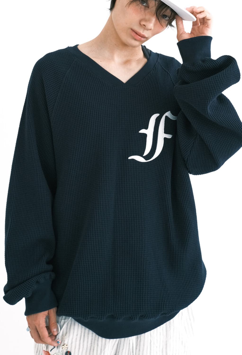 샵페어리 와플 맨투맨 네이비 상품이미지1