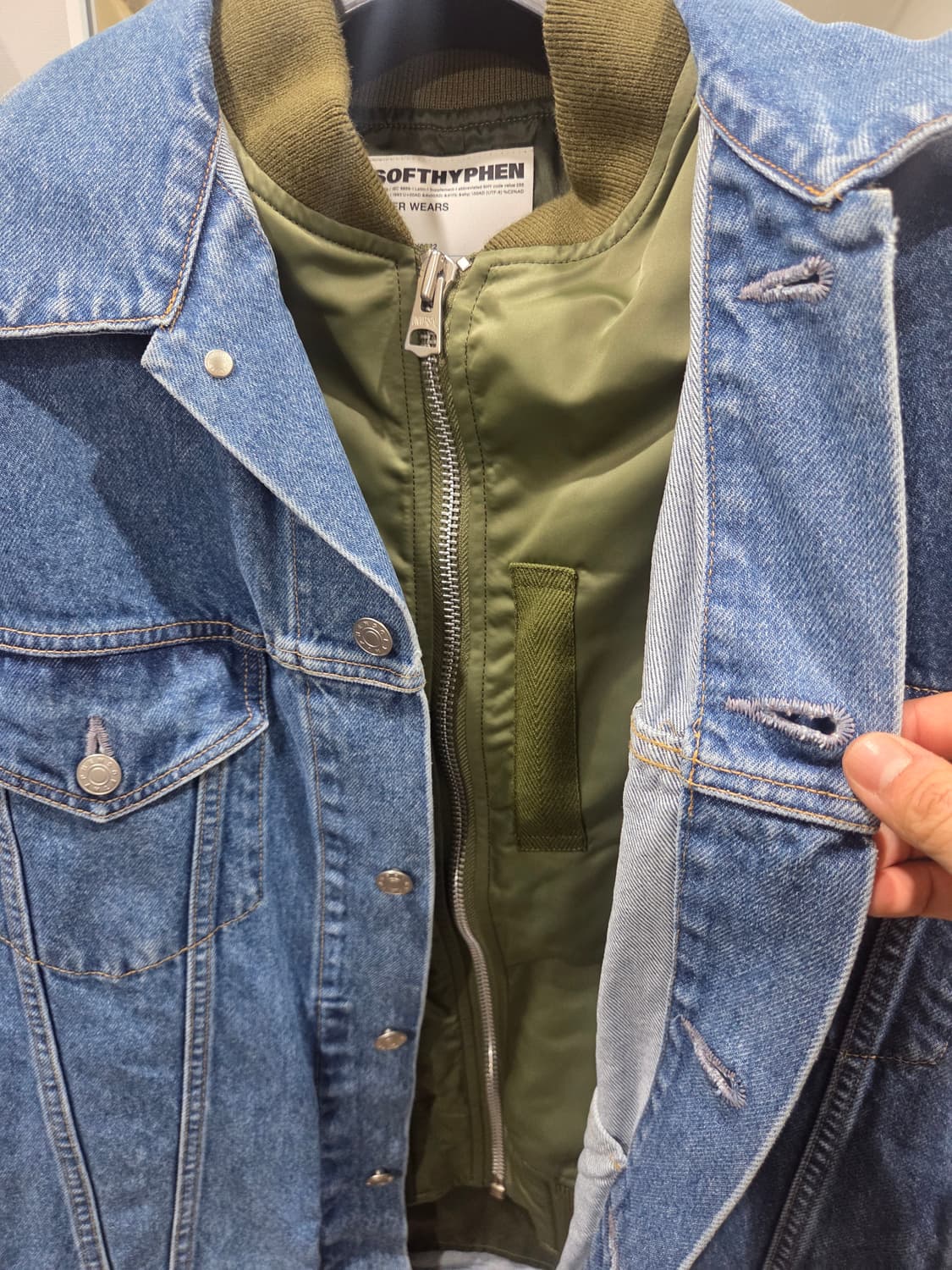 SOFTHYPHEN 데님 MA-1 레이어드 자켓 상품이미지2