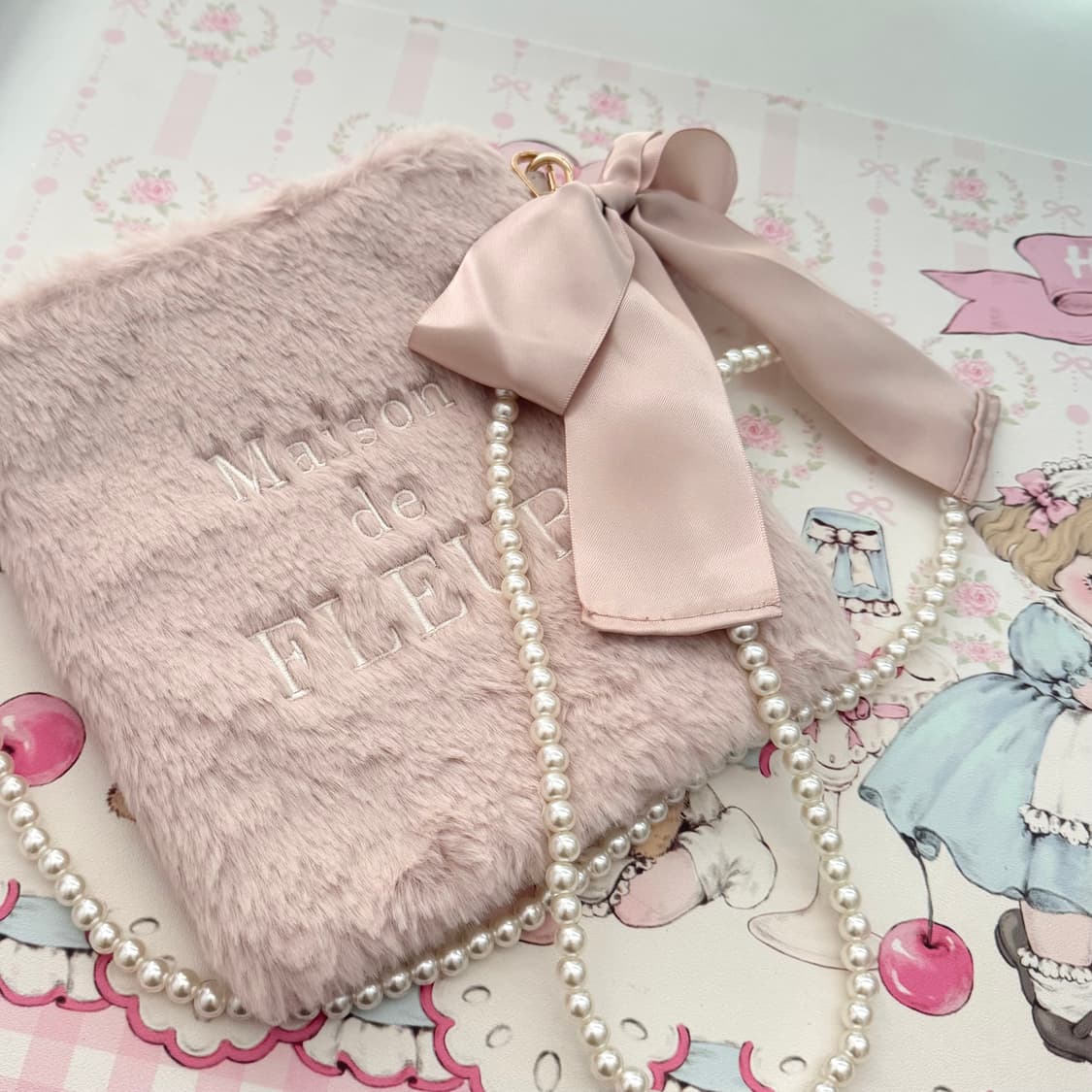 메종드플뢰르 퍼 진주백 핑크 스나계 상품이미지4
