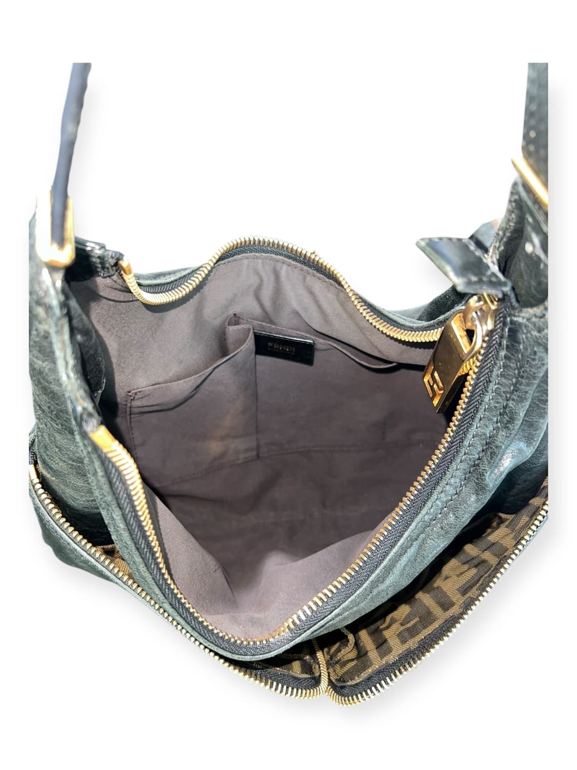 펜디 블랙 레더 호보백 상품이미지5