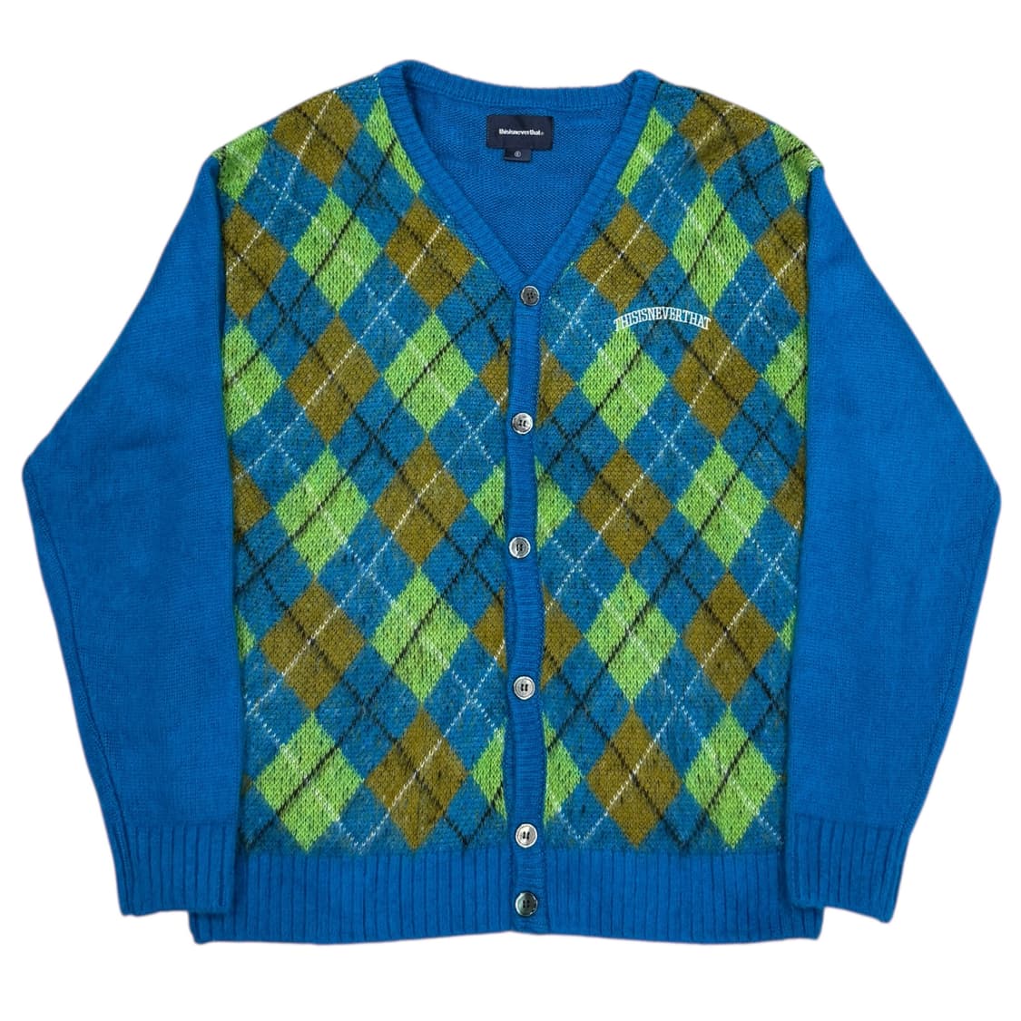 디스이즈네버댓 아가일 니트 아크릴 가디건 블루 S 상품이미지1