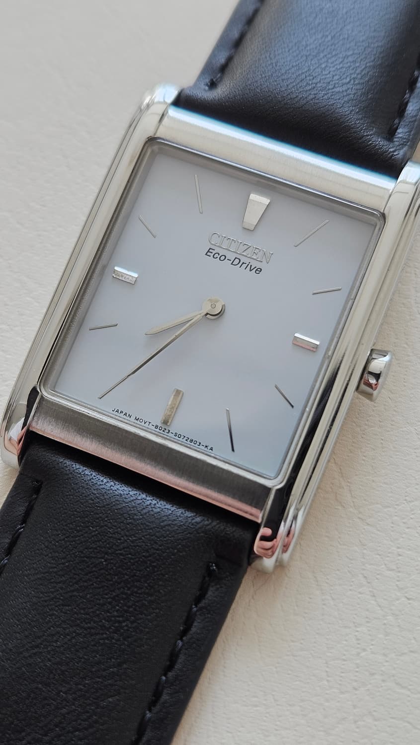 빈티지 시티즌 에코드라이브 사각 가죽 시계 상품이미지2