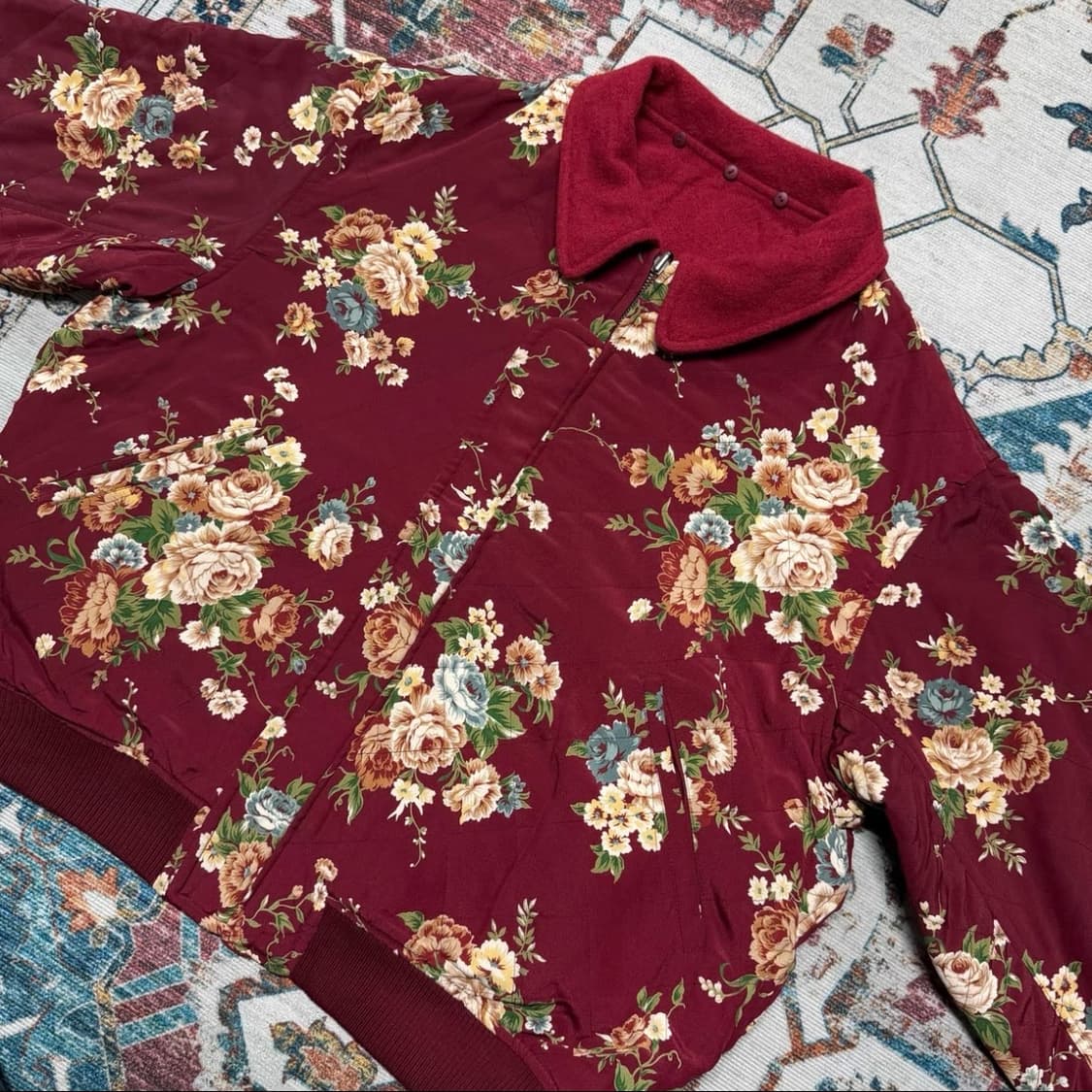  빈티지 리버시블(양면) 플라워 패턴 울 자 상품이미지5