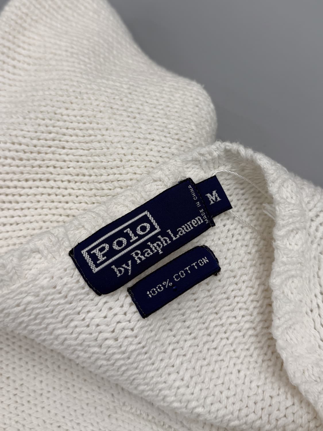 폴로 랄프로렌 루즈핏 90‘s 화이트 코튼 V넥 니트 상품이미지5