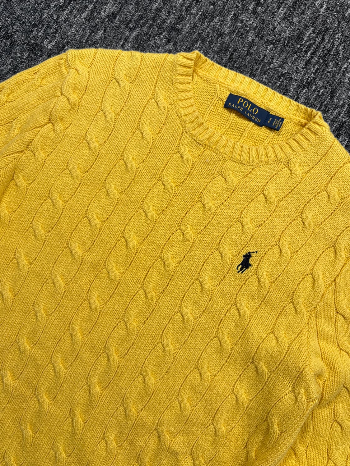 폴로 옐로우 코튼 꽈배기 니트 상품이미지5