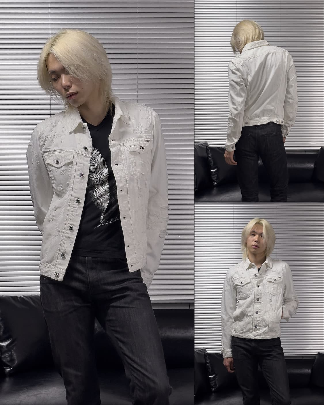{DIESEL} White Destroyed Denim Jacket    상품이미지1