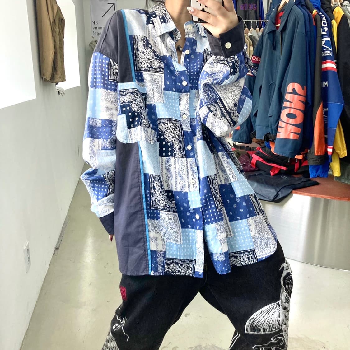 페이즐리 패치 워크 코튼 셔츠 상품이미지1