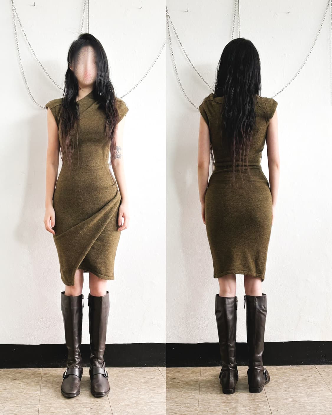 이자벨마랑 asymmetric 드레이프 울 원피스 상품이미지3