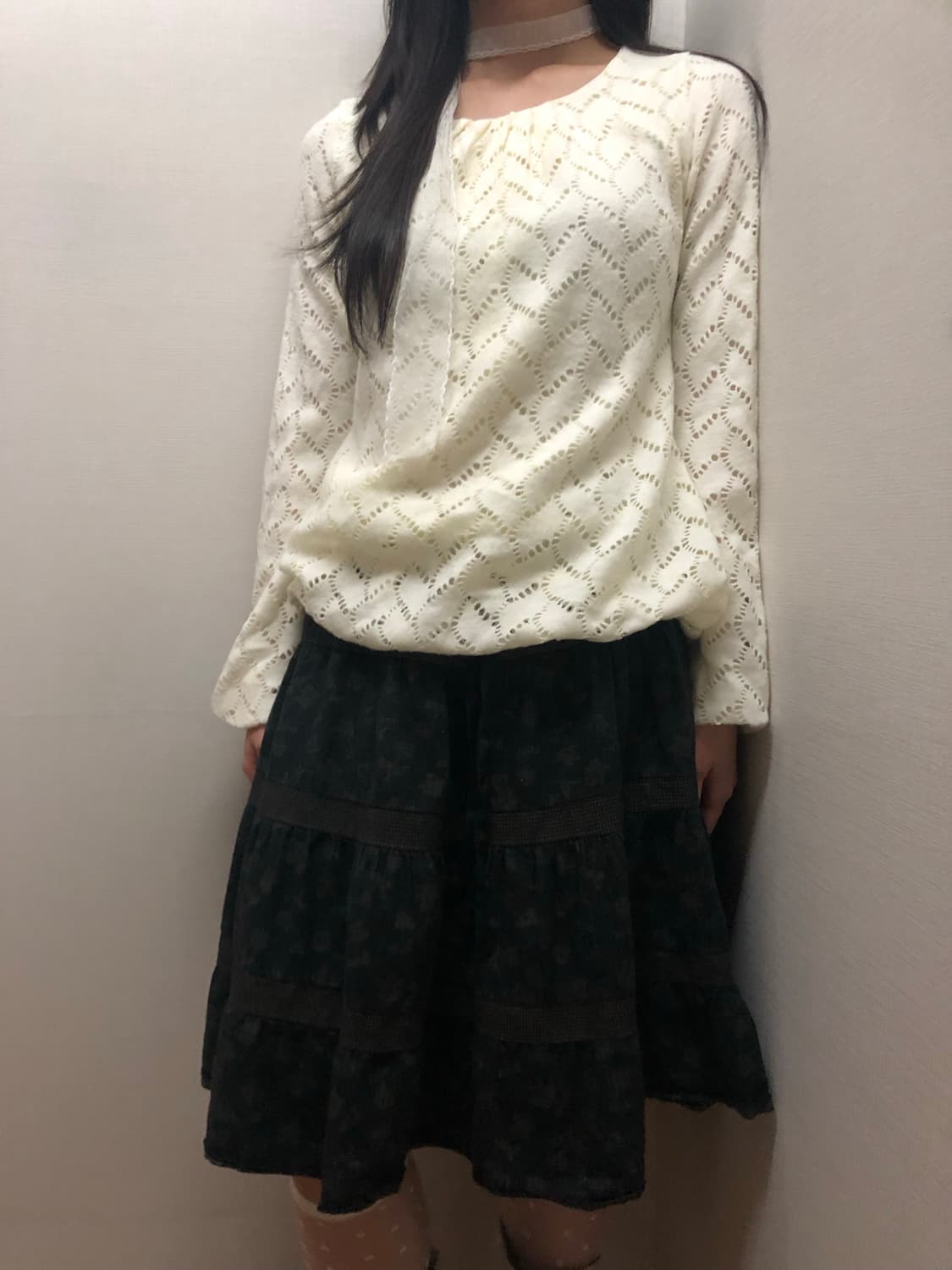 빈티지 딥 카키 모리 프릴 스커트 상품이미지7