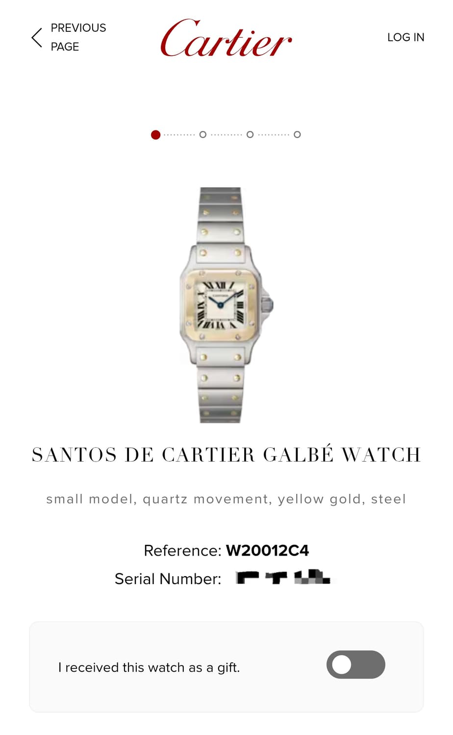 까르띠에 산토스 갈베 18K 콤비 쿼츠 스몰 여성시계 2010년 상품이미지8