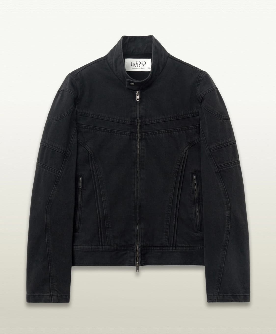 엘무드 애쉬 데님 바이커 자켓 빈티지블랙 상품이미지1