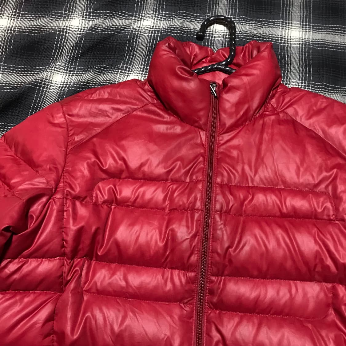 90s 재팬 딥레드 경량 덕 다운 쇼트 패딩 상품이미지2
