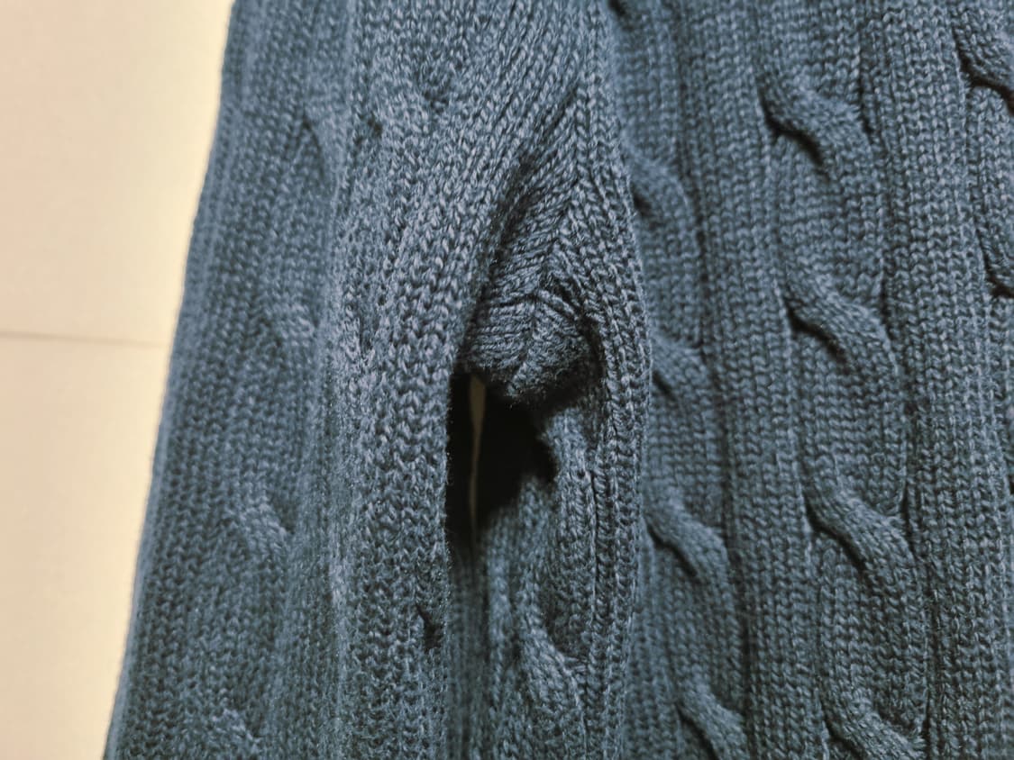 남성 2022 폴로 QR인증 하프집업 네이비 케이블 꽈배기 긴팔 니트 상품이미지5