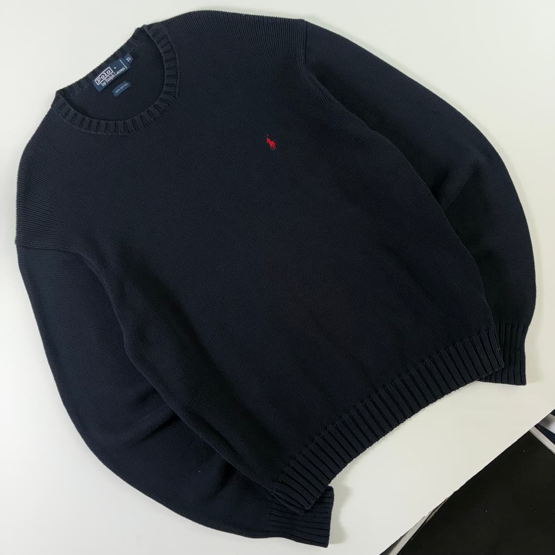 Polo  폴로 랄프로렌 자수 코튼 네이비 라운드 니트  상품이미지2