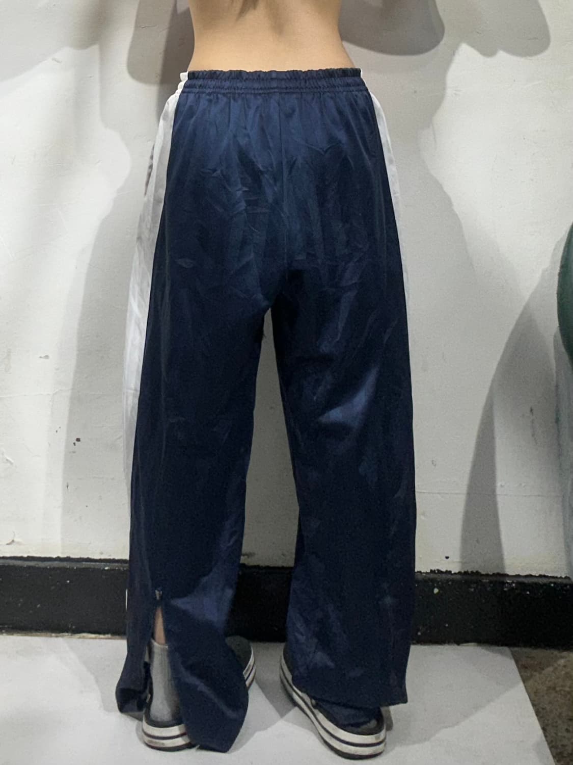 푸마 네이비 화이트 사이드 라인 와이드 팬츠 L 상품이미지3