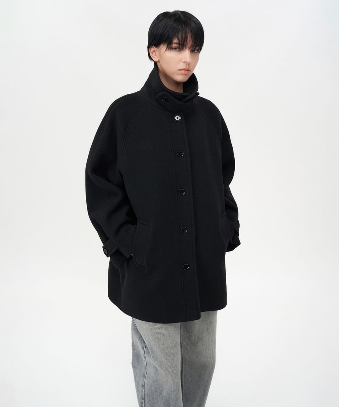 인사일런스 우먼 소프트 하프 발마칸 코트 블랙 xs 상품이미지1