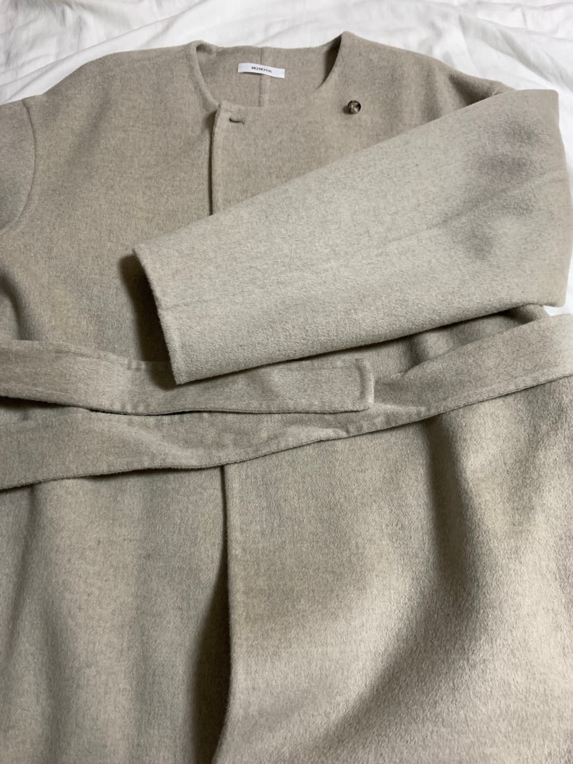 모노하 라운드넥 핸드메이드 코트 베이지  상품이미지5