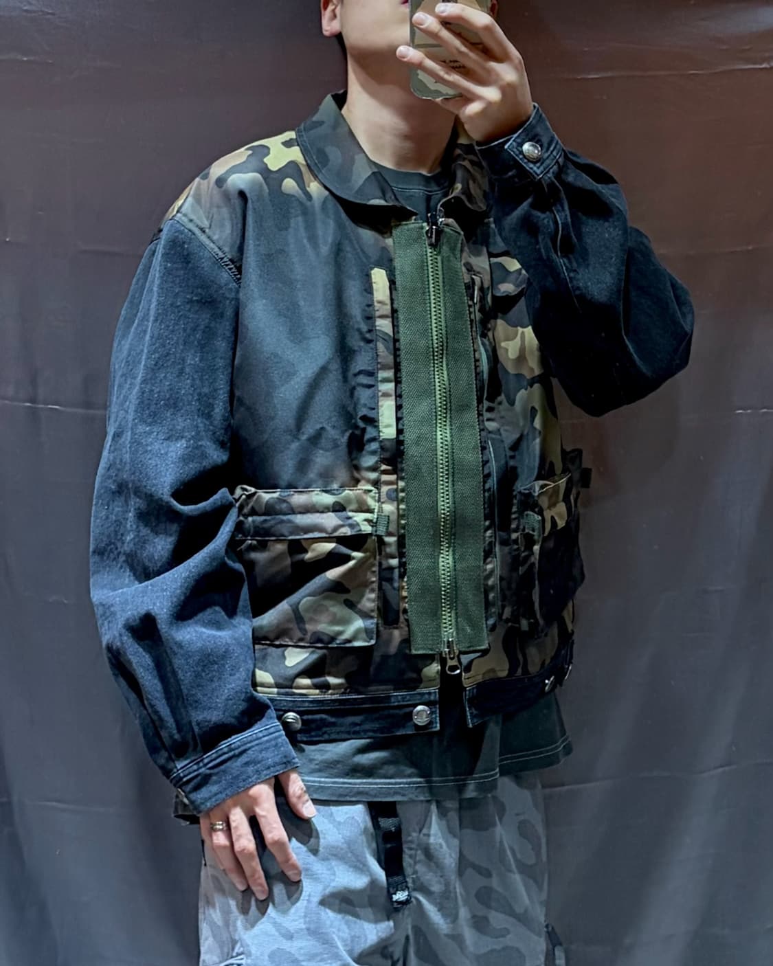 (새상품) 앤더슨벨 카모플라주 집업 데님자켓 상품이미지1