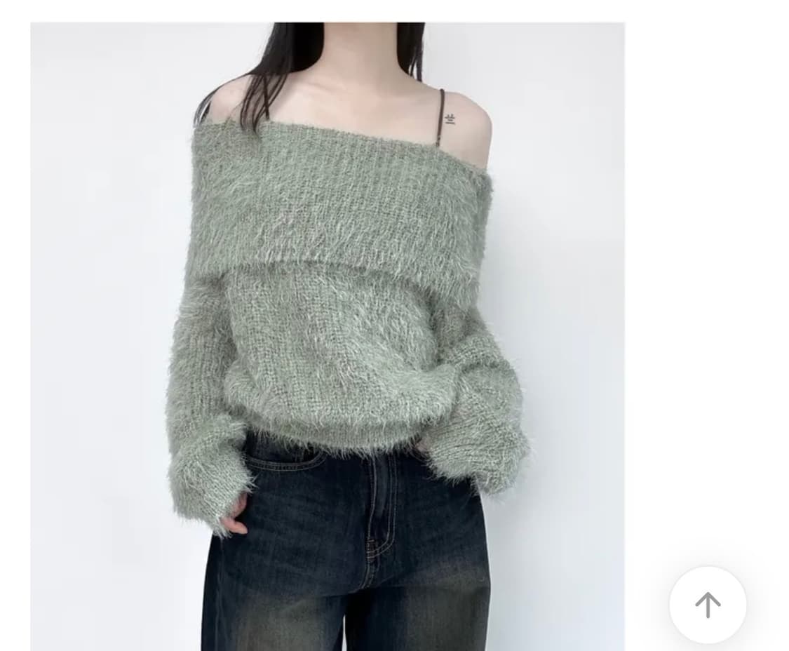 에이블리 앙고라 오프숄더 니트 (연두색) 상품이미지2