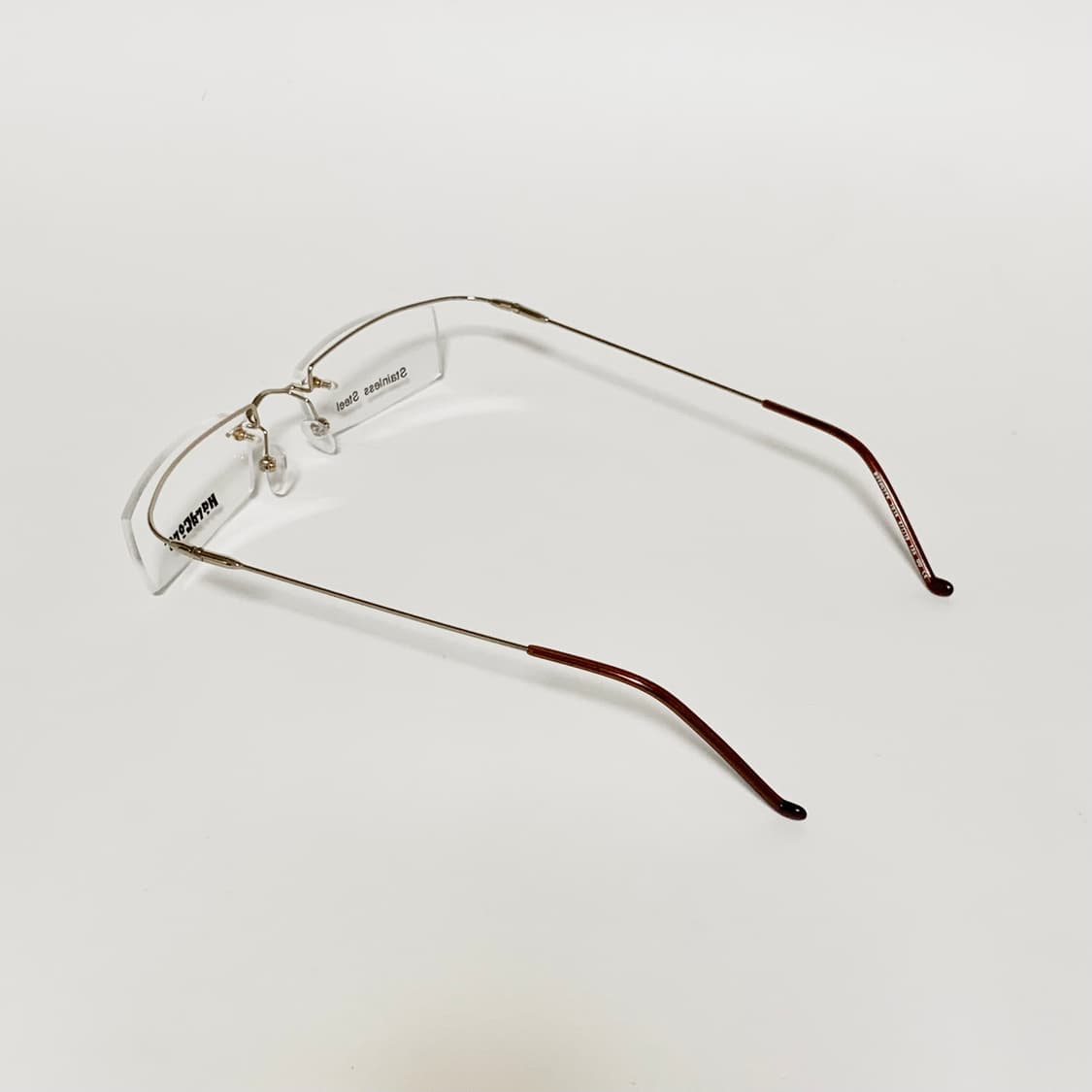 840 골드 데드스탁 남녀공용 무테 직사각 스테인리스 프레임 빈티지안경 상품이미지5