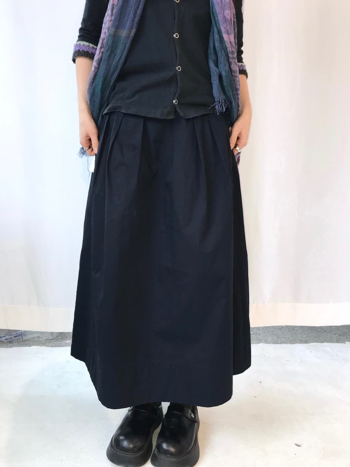 블랙 플리츠 스커트 상품이미지1