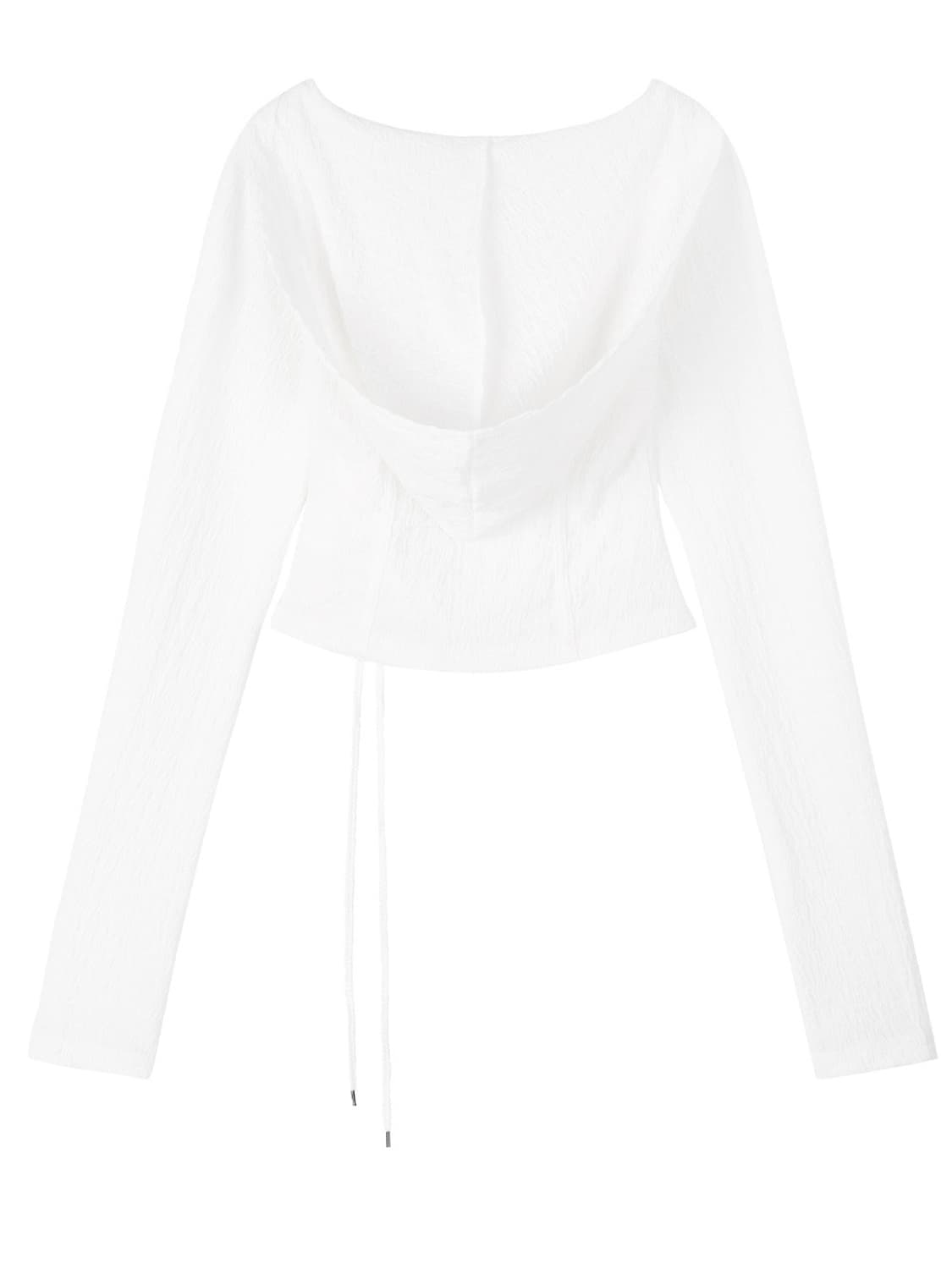 Mnem Diamond Neck Corset Hoodie (white) 상품이미지5