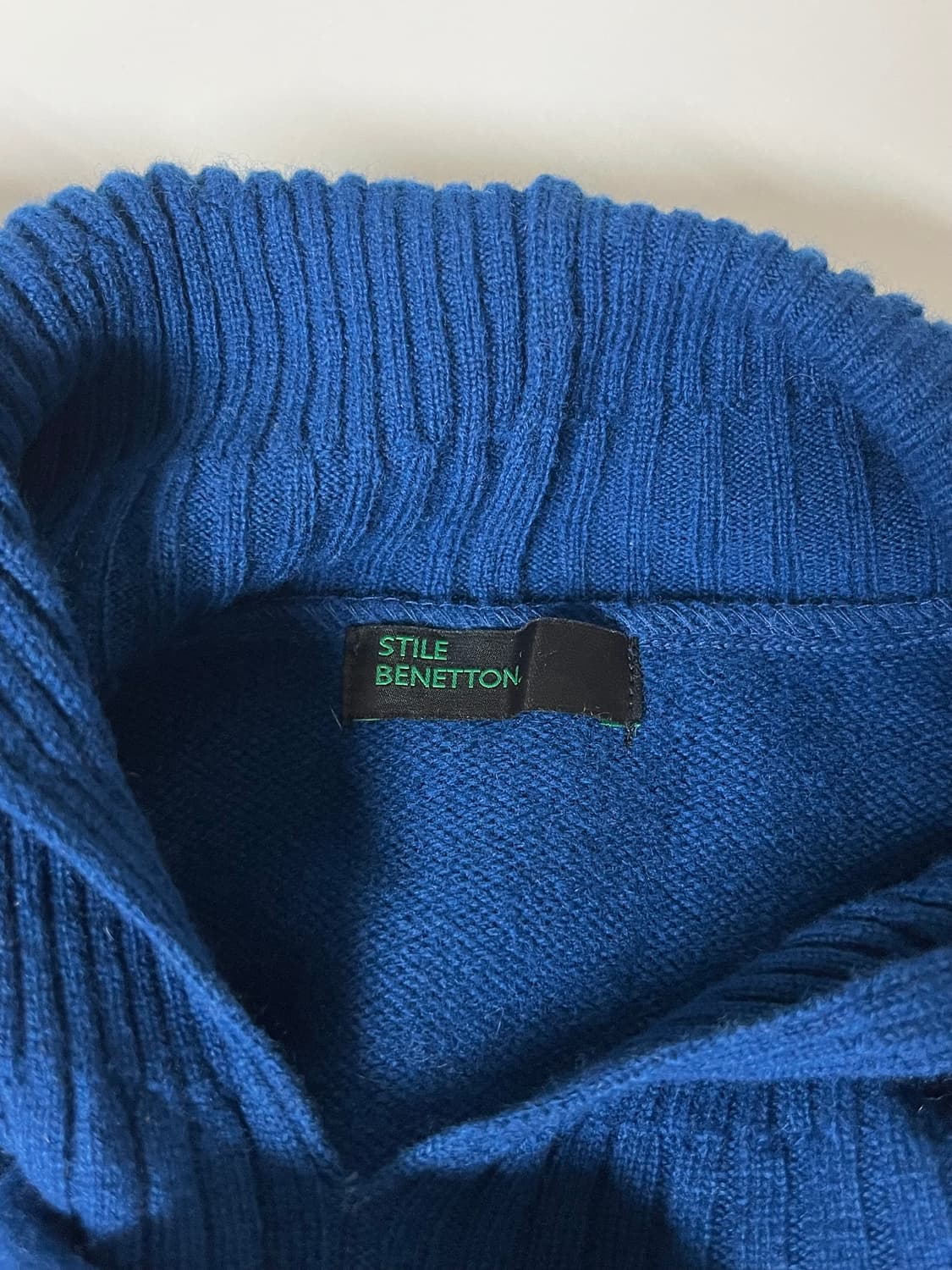 F) 베네통 태슬 장식 후드 니트 원피스 블루 상품이미지4