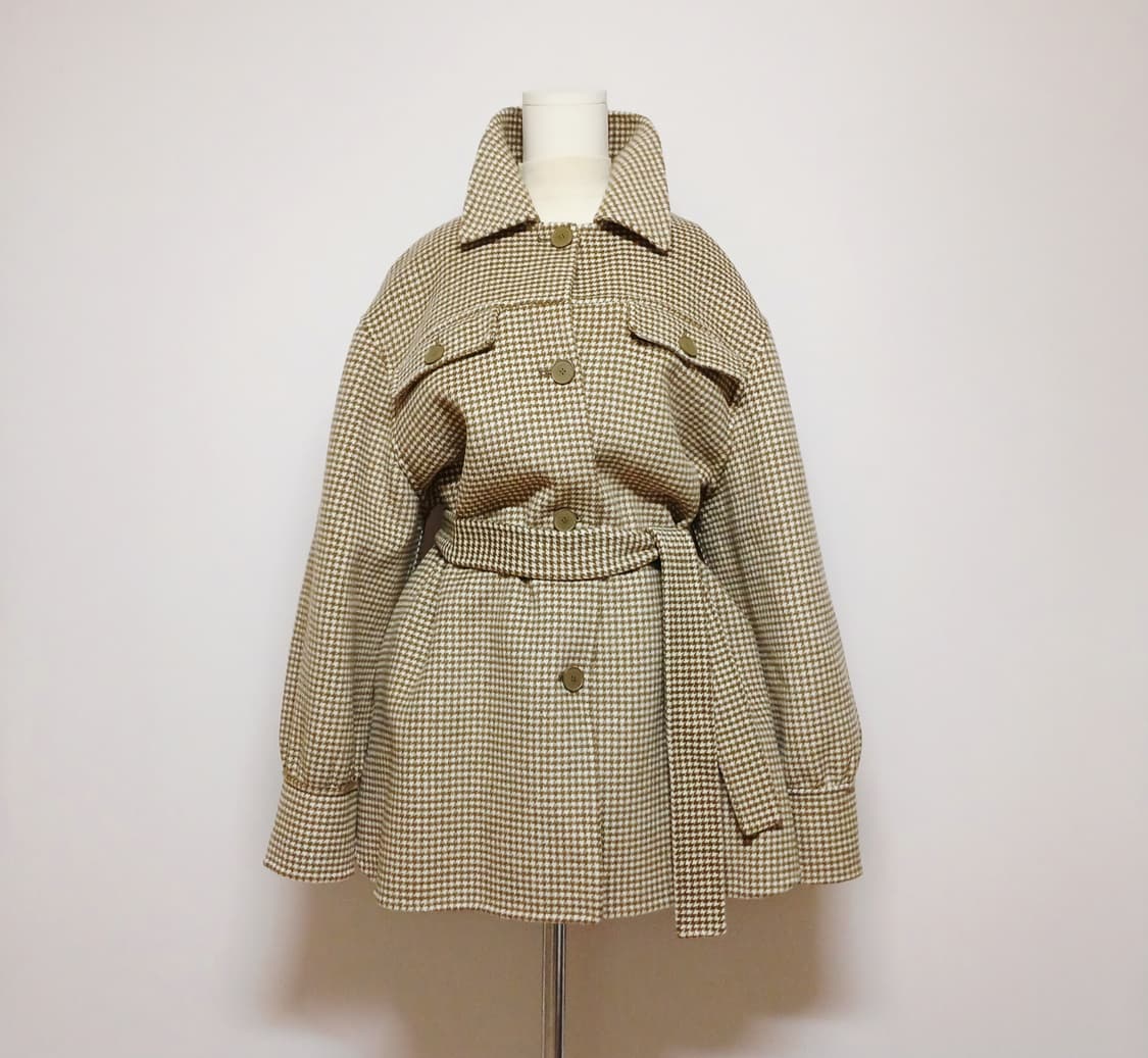 산드로 sandro 하운드투스 체크  벨트 자켓 상품이미지1