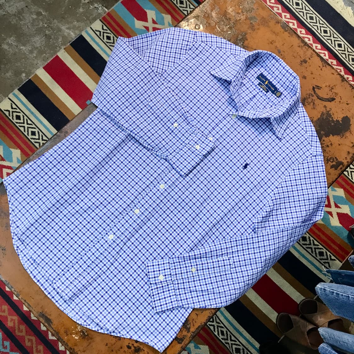 폴로랄프로렌 블루 톤 체크 옥스포드 셔츠 남성 105 사이즈 상품이미지2