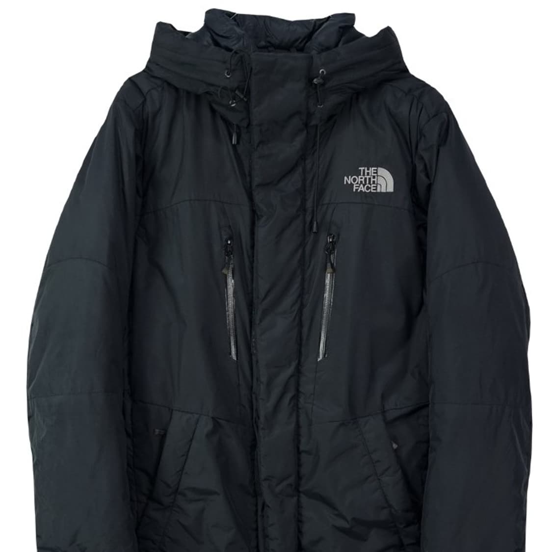 [노스페이스] 로고 자수 구스다운 후드 롱패딩 블랙 M18003 상품이미지4