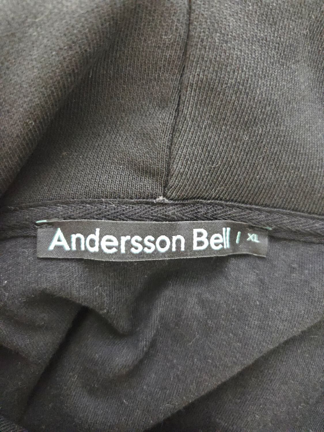 앤더슨벨 패브릭 배색 후드티 블랙 상품이미지6