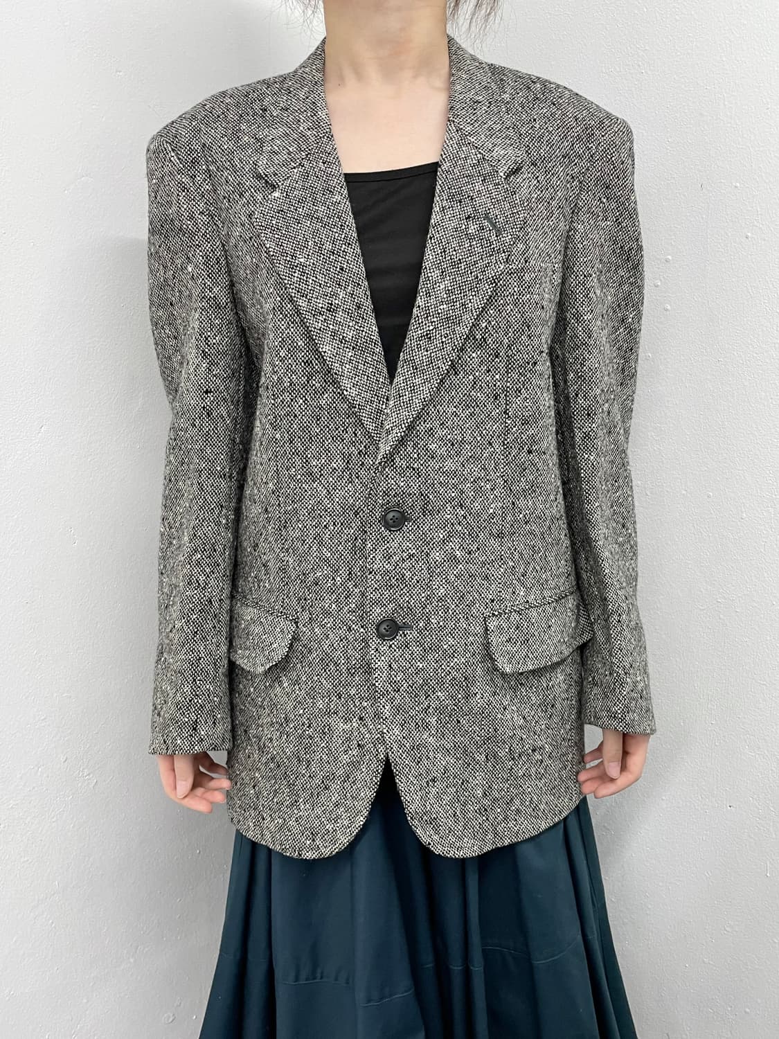 울 버튼 오버 대디자켓 상품이미지1