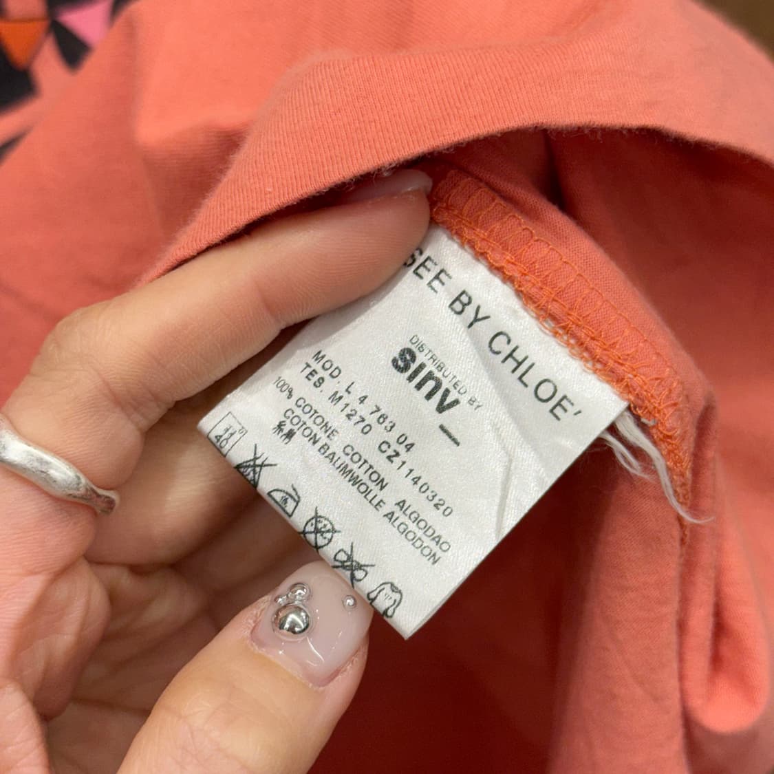 씨 바이 끌로에 로고 프린팅 반팔 티셔츠 퍼프소매 캐주얼 오렌지 상품이미지8