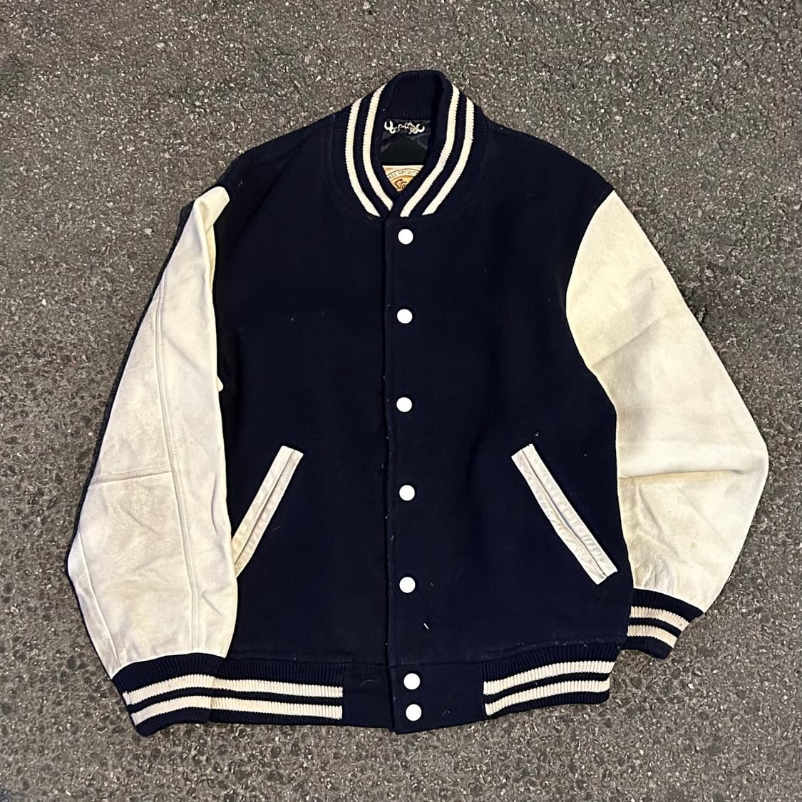 90s 일본빈티지 Stadium 레더 올드스쿨 울 바시티 스타디움 자켓 상품이미지1