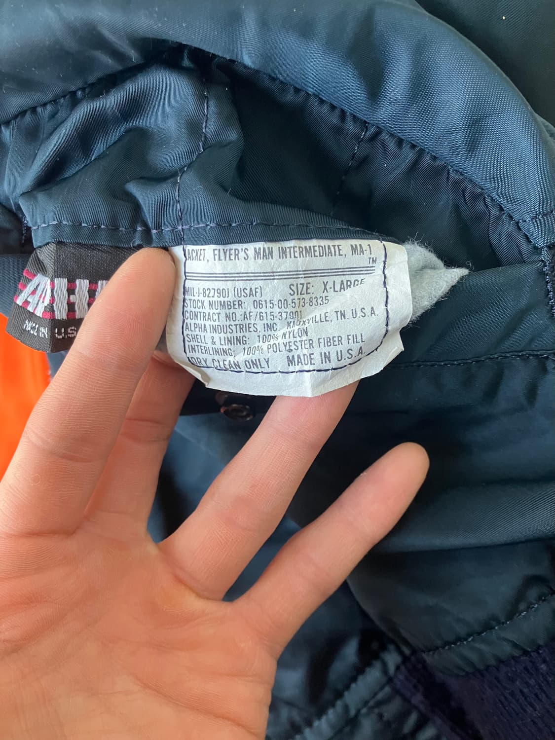 80s usaf alpha ma-1 flight jacket navy 상품이미지4