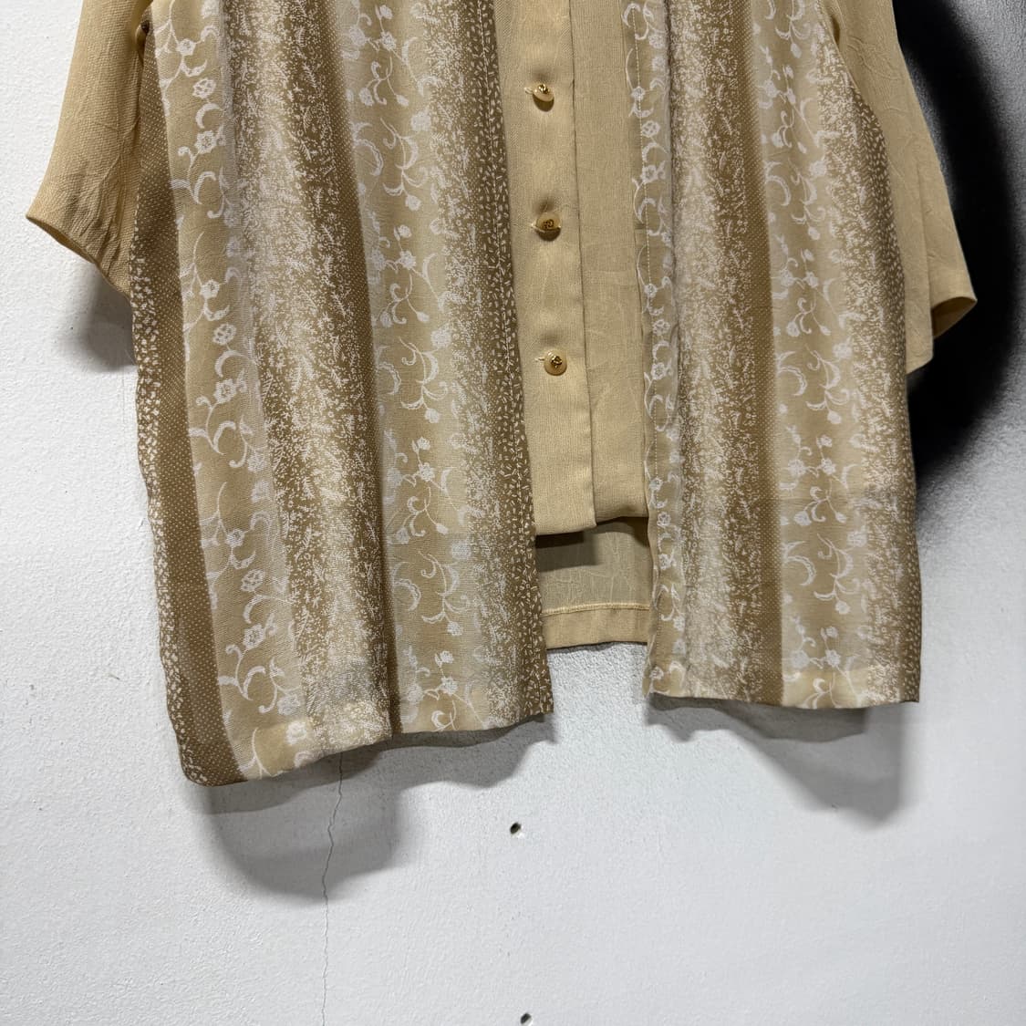 VTG 빈티지 뮤트톤 파에톤 플라워 패턴 레이어드 반팔 셔츠 상품이미지4