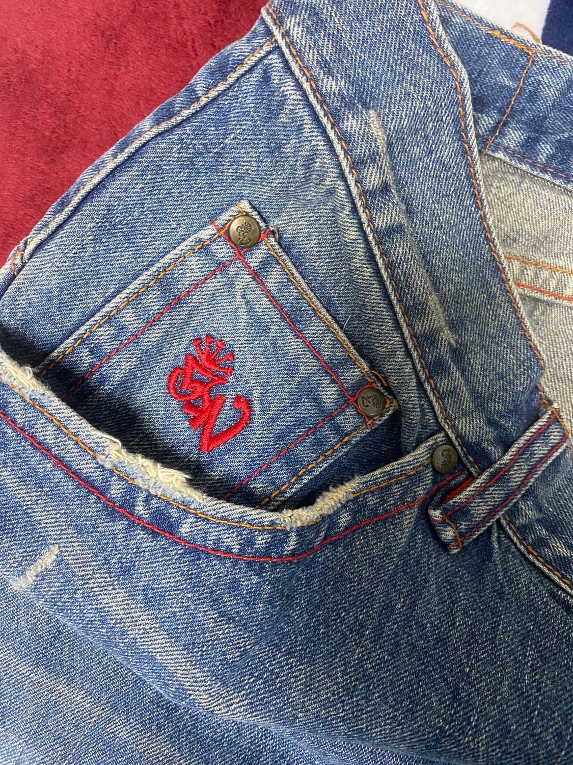 사쿤 레드스티치 데님진 상품이미지3