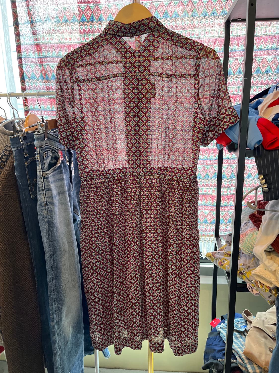 Vintage Japanese burgandy pattern dress 상품이미지2