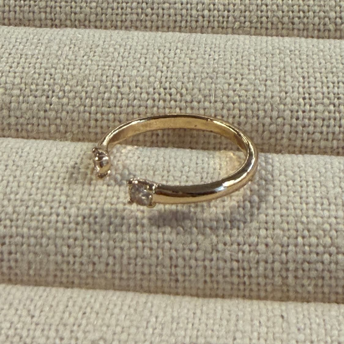 새상품 여성 신주 은도금 오픈큐빅 골드 반지 상품이미지1