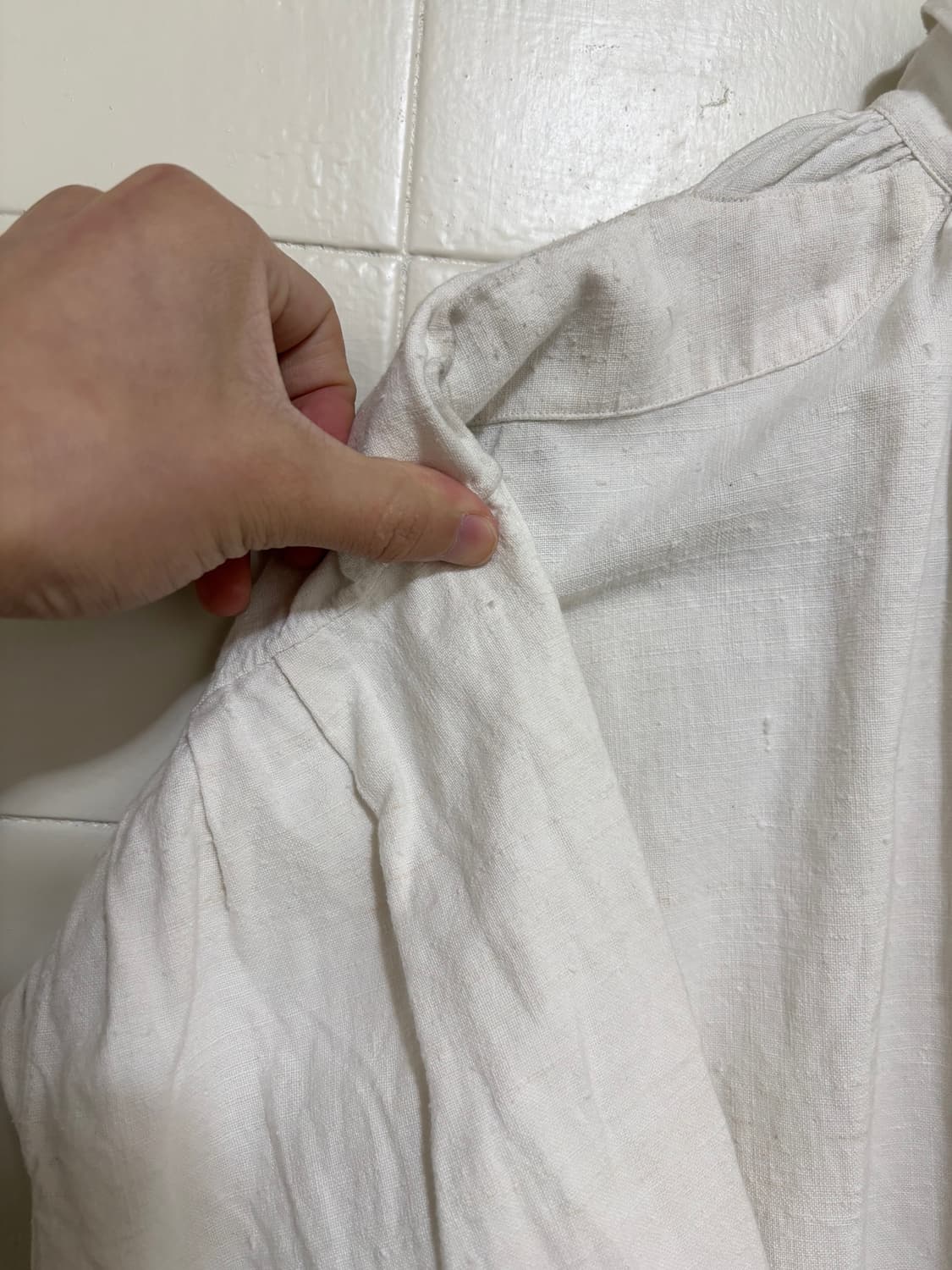 1910s 프렌치 빈티지 린넨 스모크 원피스 상품이미지8